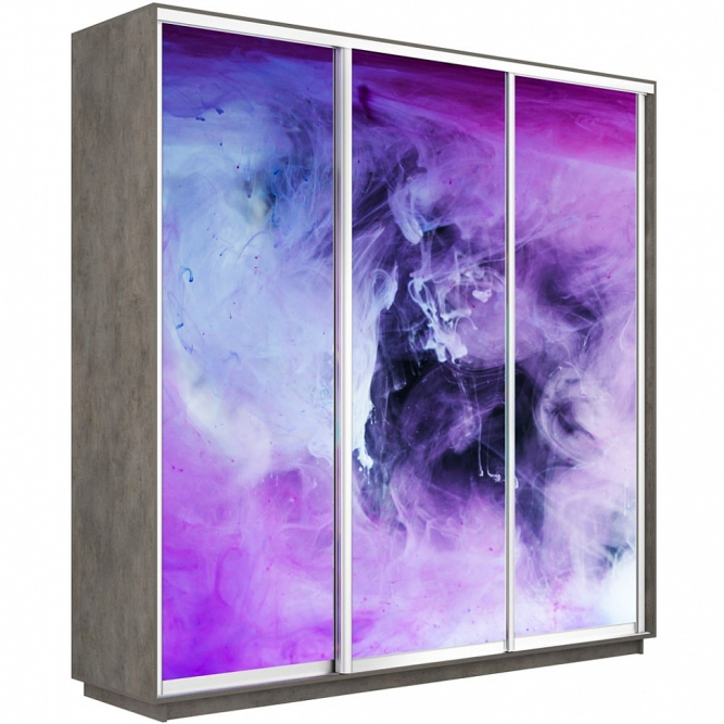 Шкаф-купе Экспресс 3-х дверный (Фото №1011 Фиолетовый дым)
