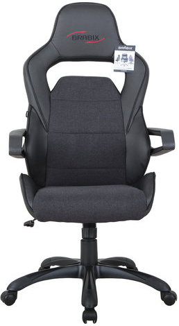 Кресло компьютерное BRABIX "Nitro GM-001", ткань, экокожа, черное, 531817