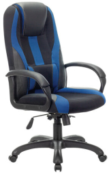 Кресло компьютерное BRABIX PREMIUM "Rapid GM-102", НАГРУЗКА 180 кг, экокожа/ткань, черное/синее, 532106