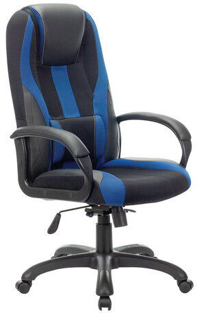 Кресло компьютерное BRABIX PREMIUM "Rapid GM-102", НАГРУЗКА 180 кг, экокожа/ткань, черное/синее, 532106