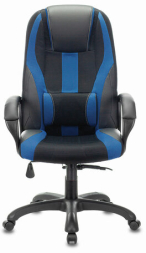 Кресло компьютерное BRABIX PREMIUM "Rapid GM-102", НАГРУЗКА 180 кг, экокожа/ткань, черное/синее, 532106