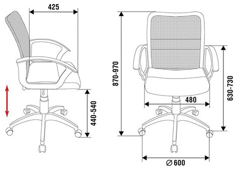 Кресло CH-590, с подлокотниками, сетка/экокожа, черное, 472003
