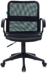 Кресло CH-590, с подлокотниками, сетка/экокожа, черное, 472003