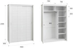 Шкаф-купе Изабель ИЗ-60К белое дерево