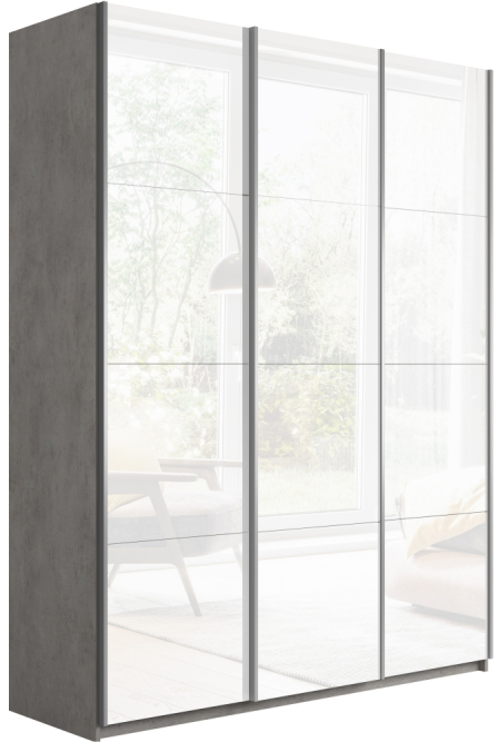 Шкаф-купе Прайм 3-х дверный (Стекло белое) Бетон
