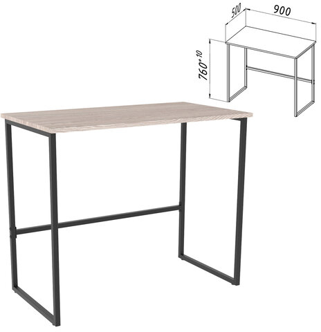 Стол BRABIX "SMART CD-020", 900х500х770 мм, ЛОФТ, металл/ЛДСП ясень шимо светлый, каркас черный, 641949