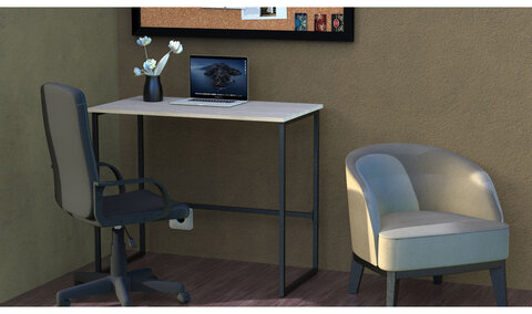 Стол BRABIX "SMART CD-020", 900х500х770 мм, ЛОФТ, металл/ЛДСП ясень шимо светлый, каркас черный, 641949