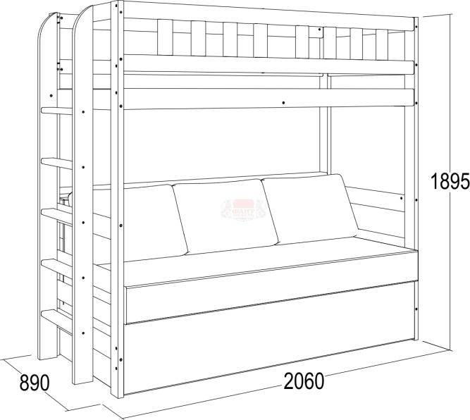 Кровать 2-х ярусная №4 из массива