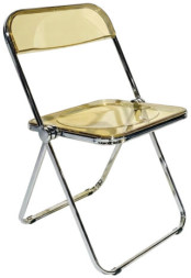 Стул складной прозрачный янтарный BRABIX "Glam CF-020", хромированный каркас, пластик, 533246