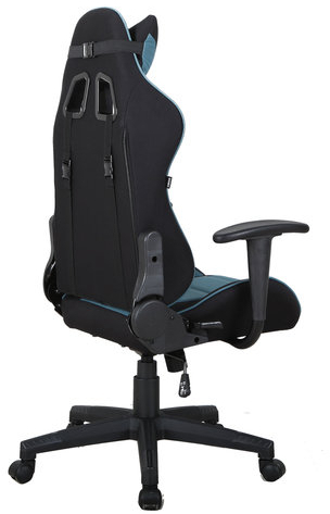 Кресло компьютерное BRABIX "GT Racer GM-100", две подушки, ткань, черное/голубое, 531818