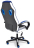 Кресло PILOT кож/зам/ткань, черный перфорированный/св.серый/синий, 36-6/06/TW-14/3D синий