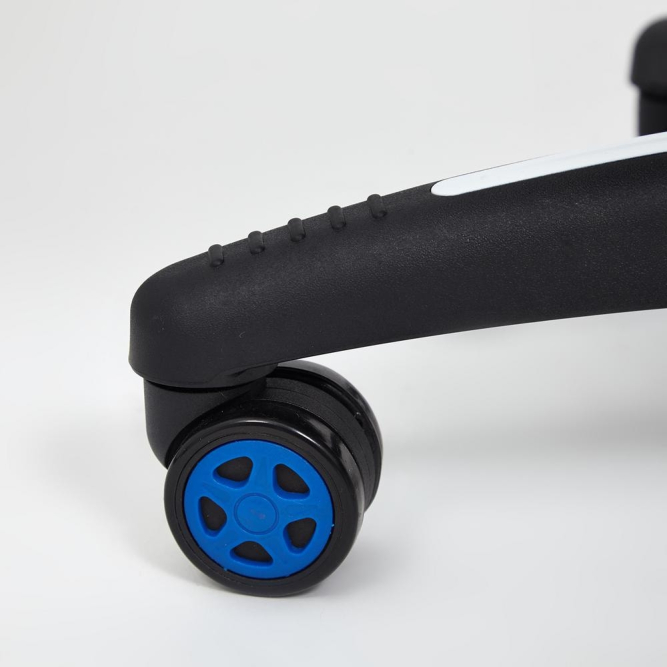 Кресло PILOT кож/зам/ткань, черный перфорированный/св.серый/синий, 36-6/06/TW-14/3D синий