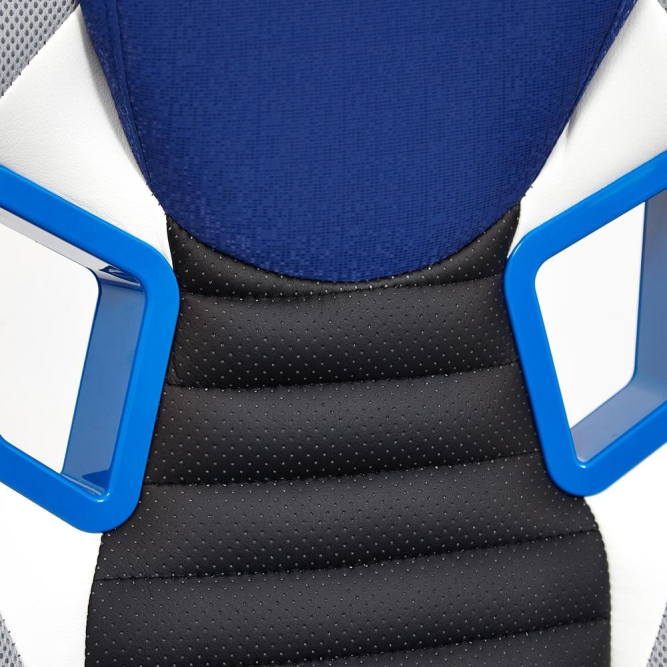 Кресло PILOT кож/зам/ткань, черный перфорированный/св.серый/синий, 36-6/06/TW-14/3D синий