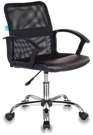 Кресло CH-590SL, с подлокотниками, хром, сетка/экокожа, черное, 479974