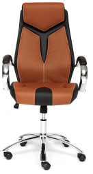 Кресло GLOSS хром кож/зам, коричневый/черный, 57