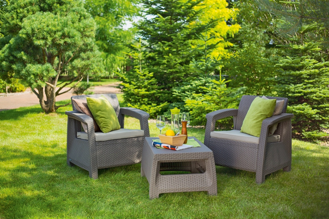 Комплект садовой мебели из ротанга Корфу Уикенд (Corfu Weekend) капучино