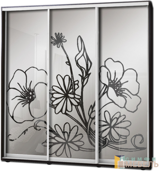 Шкаф купе 3х дв Пескоструй фон матовый № 42