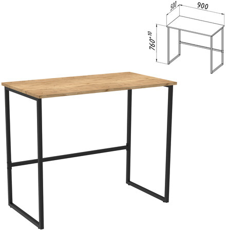 Стол BRABIX "SMART CD-020", 900х500х770 мм, ЛОФТ, металл/ЛДСП бунратти, каркас черный, 641950