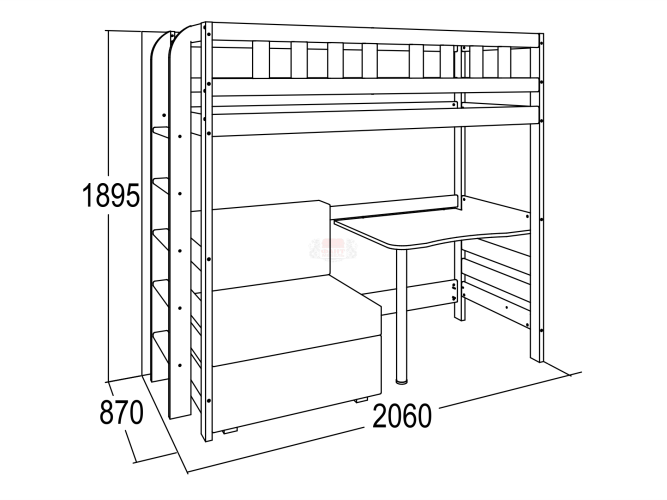 Кровать 2-х ярусная №5 из массива