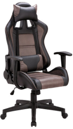 Кресло компьютерное BRABIX "GT Racer GM-100", две подушки, ткань, экокожа, черное/коричневое, 531819