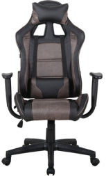 Кресло компьютерное BRABIX "GT Racer GM-100", две подушки, ткань, экокожа, черное/коричневое, 531819