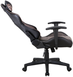 Кресло компьютерное BRABIX "GT Racer GM-100", две подушки, ткань, экокожа, черное/коричневое, 531819