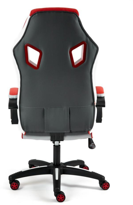 Кресло PILOT кож/зам/ткань, черный перфорированный/св.серый/красный, 36-6/06/TW-14/3D красный