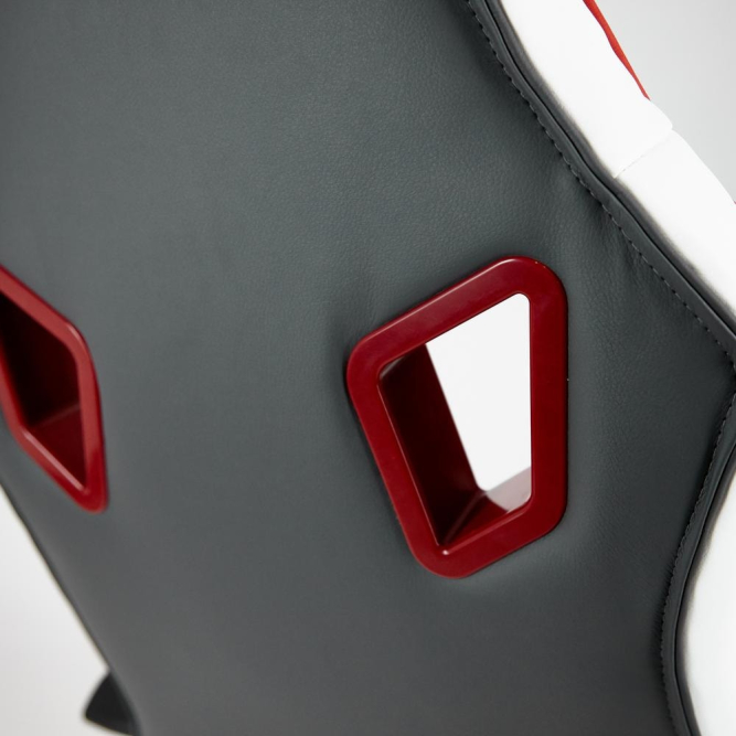 Кресло PILOT кож/зам/ткань, черный перфорированный/св.серый/красный, 36-6/06/TW-14/3D красный