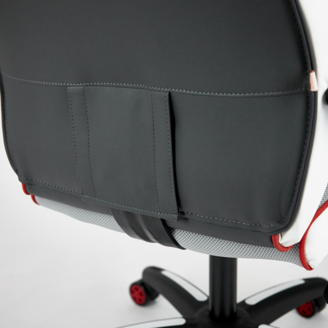 Кресло PILOT кож/зам/ткань, черный перфорированный/св.серый/красный, 36-6/06/TW-14/3D красный