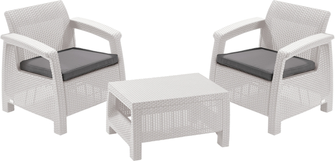 Комплект садовой мебели из ротанга Корфу Уикенд (Corfu Weekend) белый