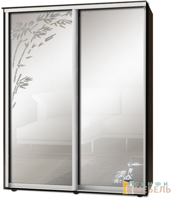 Шкаф-купе 2х дв Стандарт Пескоструй фон матовый № 33