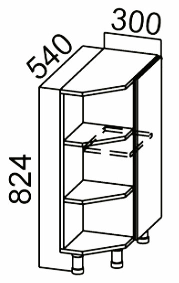 Стол рабочий С300тп (540) (торцевой с полками) Модерн Нью