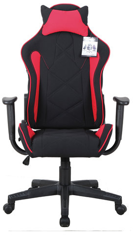 Кресло компьютерное BRABIX "GT Racer GM-101", подушка, ткань, черное/красное, 531820