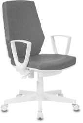 Кресло CH-W545, с подлокотниками, пластик белый, ткань, серое, 1409522