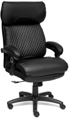 Кресло CHIEF кож/зам/ткань, черный/черный стеганный/черный, 36-6/36-6/11