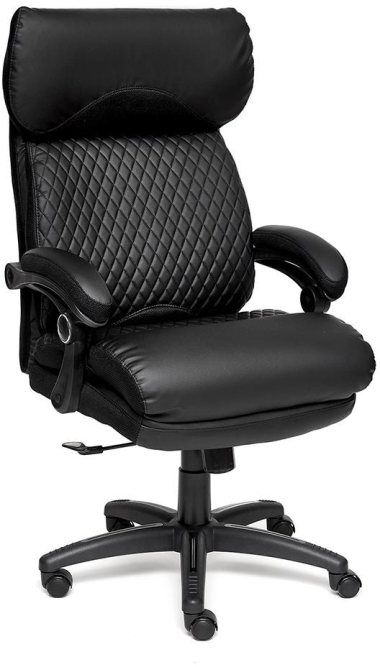 Кресло CHIEF кож/зам/ткань, черный/черный стеганный/черный, 36-6/36-6/11