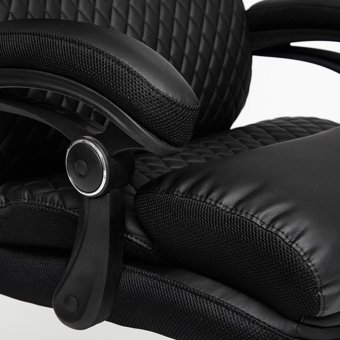 Кресло CHIEF кож/зам/ткань, черный/черный стеганный/черный, 36-6/36-6/11