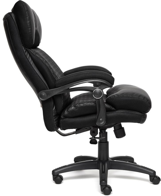 Кресло CHIEF кож/зам/ткань, черный/черный стеганный/черный, 36-6/36-6/11