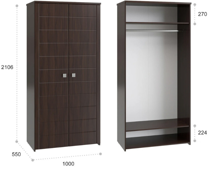 Шкаф для одежды Изабель ИЗ-61К орех темный