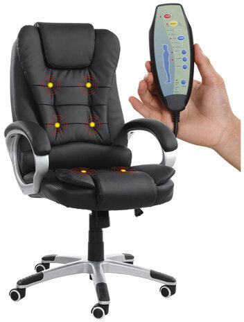 Кресло офисное BRABIX "Comfort MS-003", 6 массажных модулей, экокожа, черное, 532521