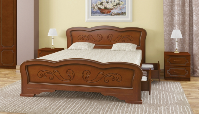 Кровать из массива Карина-8 с выкатными ящиками