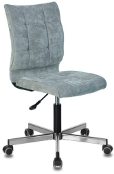 Кресло BRABIX "Stream MG-314", без подлокотников, пятилучие серебристое, ткань, серо-голубое, 532395, MG-314_532395
