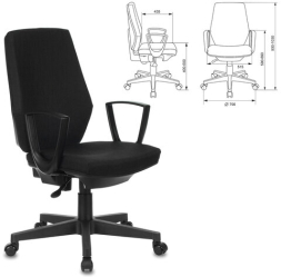 Кресло CH-545, с подлокотниками, ткань, черное, 1418126