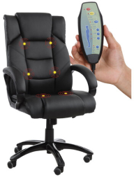 Кресло офисное BRABIX "Bliss MS-004", 6 массажных модулей, экокожа, черное, 532522