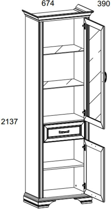 Шкаф с витриной 1V1D1S Монако