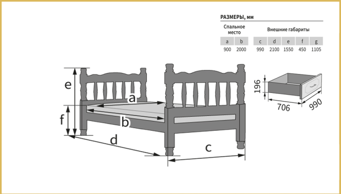 Кровать из массива Глория
