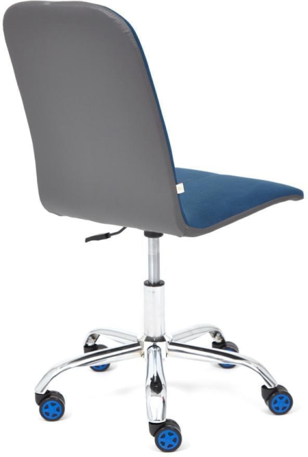 Кресло RIO флок/кож/зам , синий/металлик, 32/36