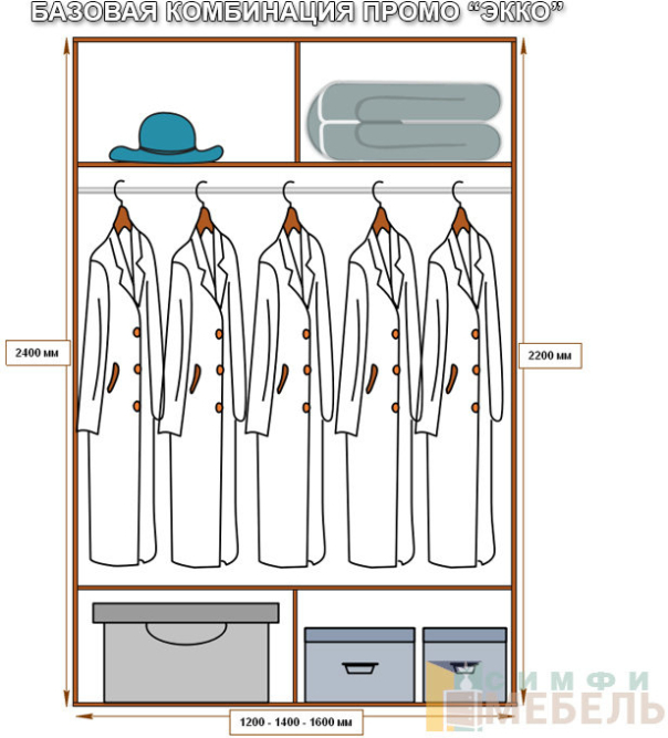Шкаф-купе 2х дв ПРОМО комби-1/2 Венге магия