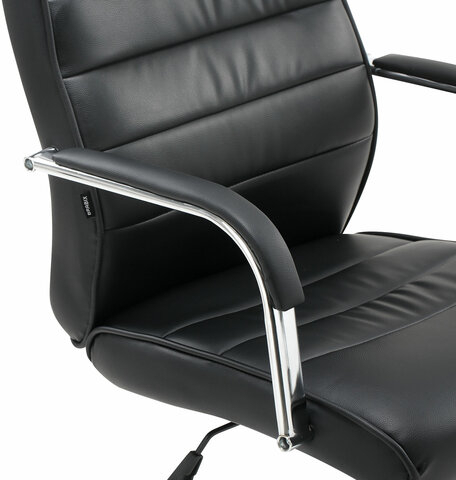 Кресло офисное BRABIX "Stark EX-547", экокожа, хром, черное, 531948