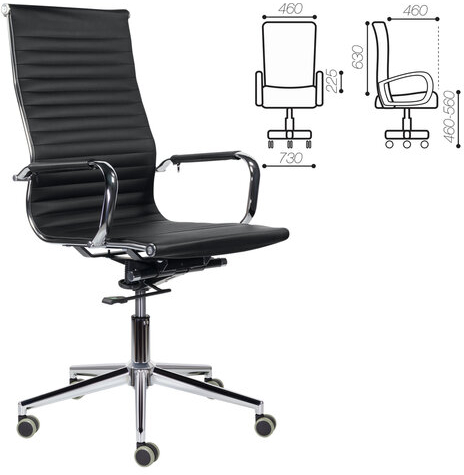 Кресло офисное BRABIX PREMIUM "Intense EX-531", экокожа, хром, черное, 532540